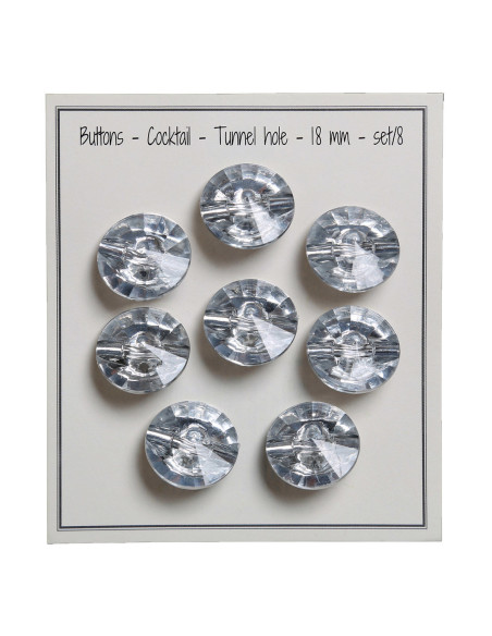 Set di 8 bottoni a coda Cocktail 18 mm - Argento