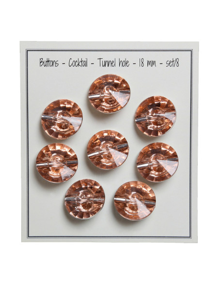 Set di 8 bottoni a coda Cocktail 18 mm - Rosa antico