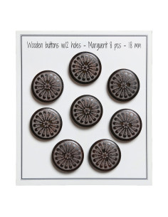 Confezione di 8 bottoni in legno margherita 18 mm
