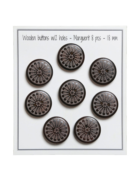 Confezione di 8 bottoni in legno margherita 18 mm