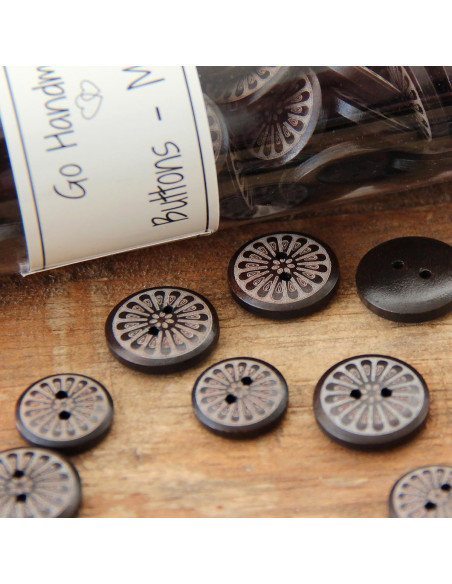 Confezione di 8 bottoni in legno margherita 18 mm