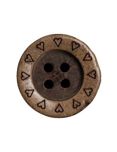 Confezione di 8 bottoni in cocco a forma di cuore 18 mm