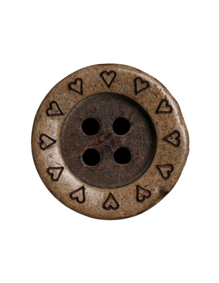 Confezione di 8 bottoni in cocco a forma di cuore 18 mm