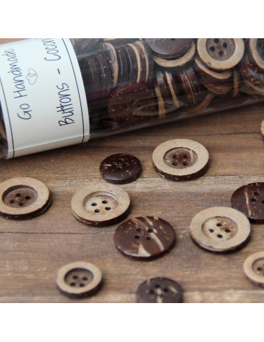 Confezione di 8 bottoni in cocco classici da 18 mm