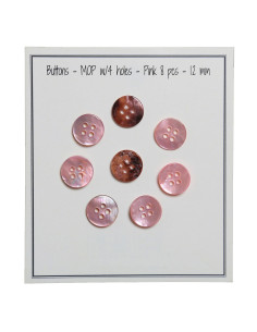 Set di 8 bottoni a 4 fori in madreperla 12 mm - Rosa