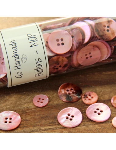 Set di 8 bottoni a 4 fori in madreperla 12 mm - Rosa