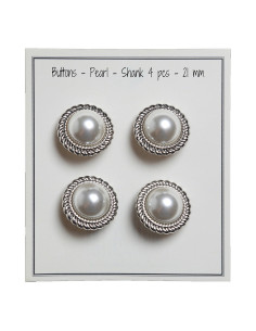 Set di 4 bottoni Perla 21 mm - Argento