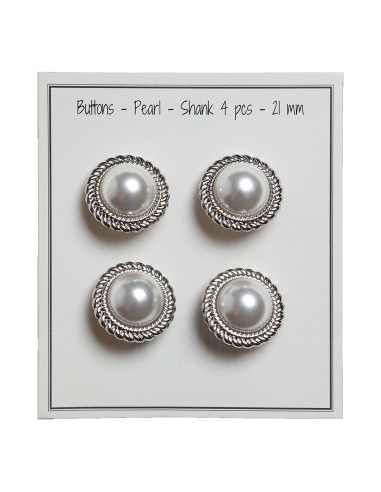Set di 4 bottoni Perla 21 mm - Argento