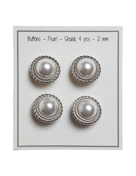 Set di 4 bottoni Perla 21 mm - Argento