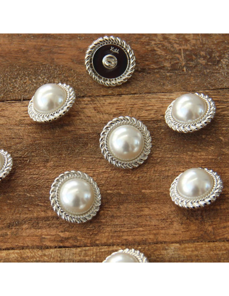 Set di 4 bottoni Perla 21 mm - Argento