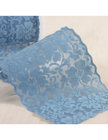 Pizzo elastico fiori - Blu lavanda