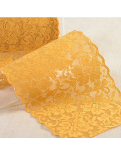 Pizzo elastico fiori - Senape