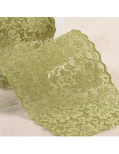Pizzo elastico fiori - Kaki