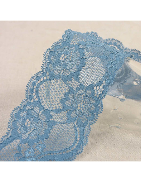 Pizzo elastico rose - Blu lavanda