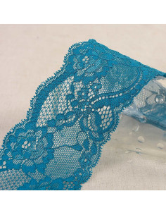 Pizzo elastico rose - Blu petrolio