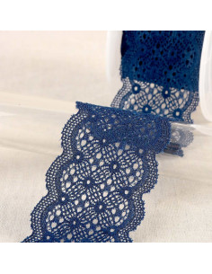 Pizzo elastico tra due - Blu marino