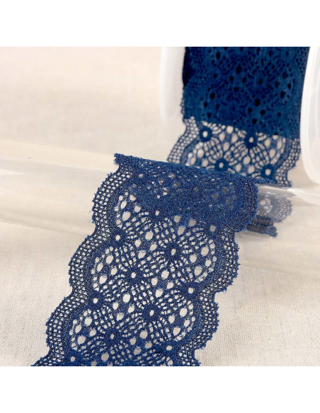 Pizzo elastico tra due - Blu marino