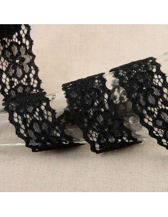 Pizzo elastico Elleboro - Nero