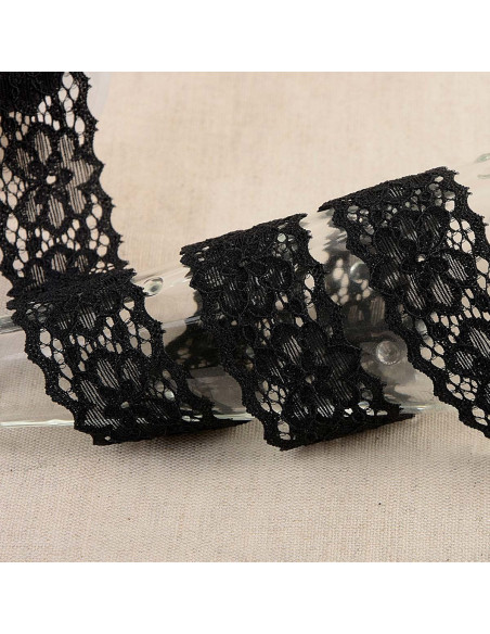 Pizzo elastico Elleboro - Nero