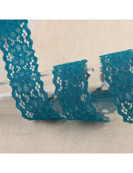 Pizzo elastico Elleboro - Blu petrolio