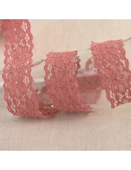 Pizzo elastico Elleboro - Rosa antico