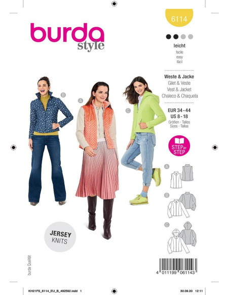 Modello di gilet e giacca - Burda 6114