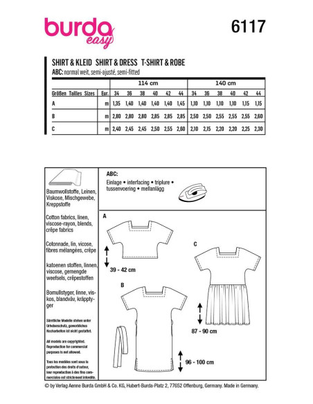 Modello per top e abito - Burda 6117