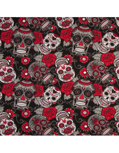 Tessuti jersey - Teschio - Rosso e nero
