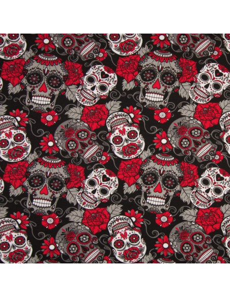 Tessuti jersey - Teschio - Rosso e nero