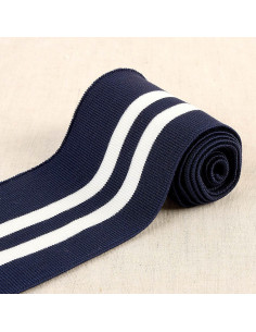 Polsini e vita a coste - Blu navy con righe bianche