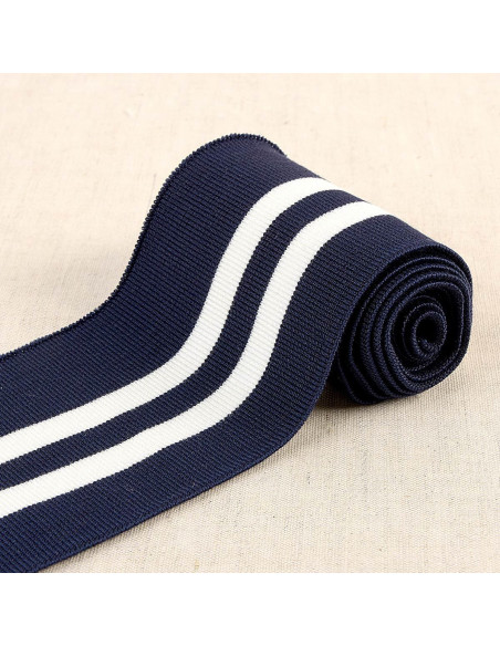 Polsini e vita a coste - Blu navy con righe bianche