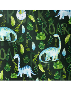 Tessuto cotone deluxe BIO - Dinosauri ruggiscono