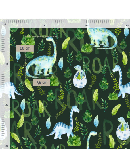 Tessuto cotone deluxe BIO - Dinosauri ruggiscono
