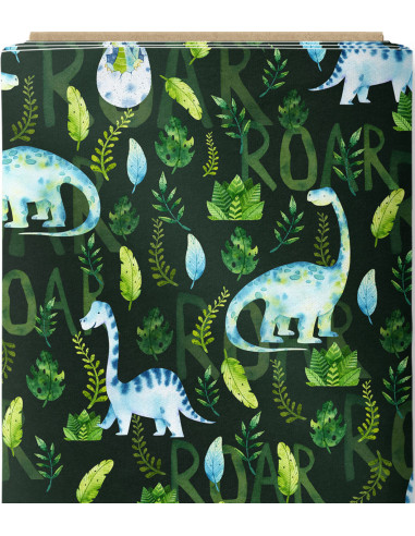 Tessuto cotone deluxe BIO - Dinosauri ruggiscono