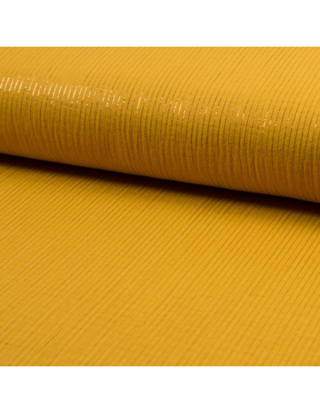 Tessuto doppia garza di cotone lurex - Senape