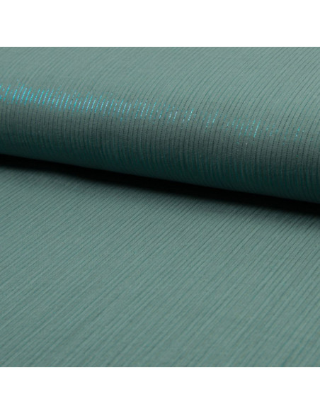 Tessuto doppia garza di cotone lurex - Verde grigio