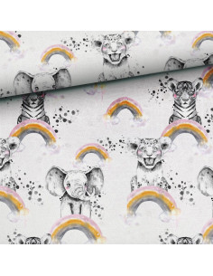 Tessuto felpato - Animali arcobaleno