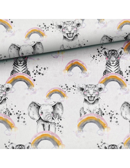 Tessuto felpato - Animali arcobaleno