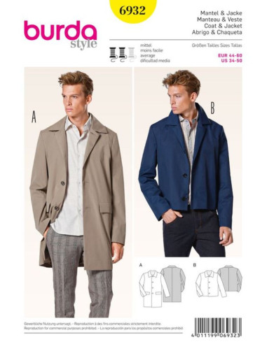 Modello di cappotto e giacca - Burda 6932