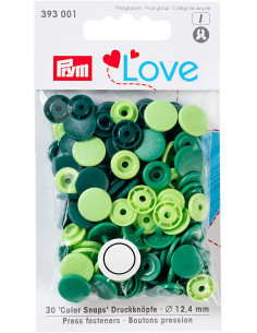 Set di 30 bottoni a pressione Color Snaps 12,4 mm - Verde mela, verde e verde abete