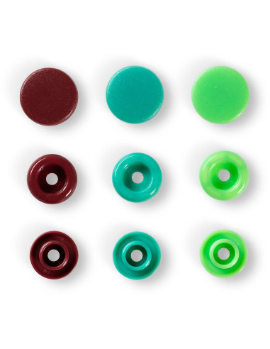 Set di 30 bottoni a pressione Color Snaps 12,4 mm - Verde, verde chiaro e marrone