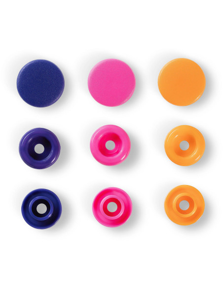 Set di 30 bottoni a pressione Color Snaps 12,4 mm - Arancione, fucsia e viola