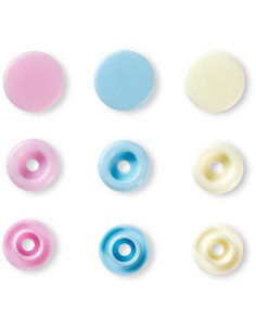 Set di 30 bottoni a pressione Color Snaps 12,4 mm - Rosa, azzurro e bianco sporco 2