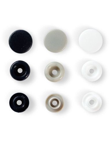 Set di 30 bottoni a pressione Color Snaps 12,4 mm - Blu marino, grigio e bianco