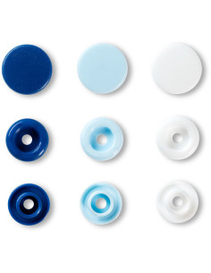 Set di 30 bottoni a pressione Color Snaps 12,4 mm - Blu, bianco e azzurro 2