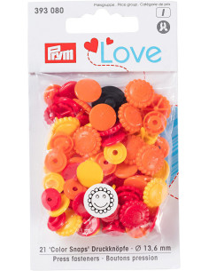 Set di 21 bottoni a pressione Color Snaps Fiori 13,6 mm - Giallo, rosso e arancione