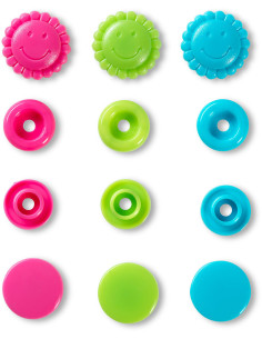Set di 21 bottoni a pressione Color Snaps Fiori 13,6 mm - Turchese, verde e fucsia 2