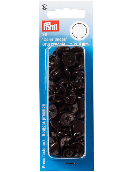 Set di 30 bottoni a pressione Color Snaps 12,4 mm - Marrone scuro