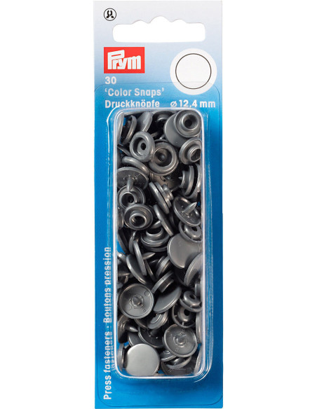 Set di 30 bottoni a pressione Color Snaps 12,4 mm - Grigio argento
