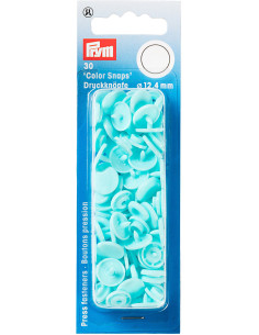 Set di 30 bottoni a pressione Color Snaps 12,4 mm - Turchese chiaro
